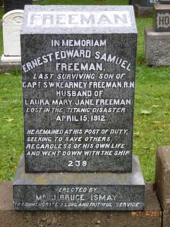 Grave of an Irish Sailor who died saving lives aboard the Titanic